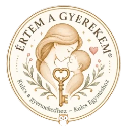 Értem a gyerekem® logó anya–gyermek illusztrációval, aranyszínű kulccsal és a „Kulcs a gyermekedhez – Kulcs Egymáshoz” szlogennel.